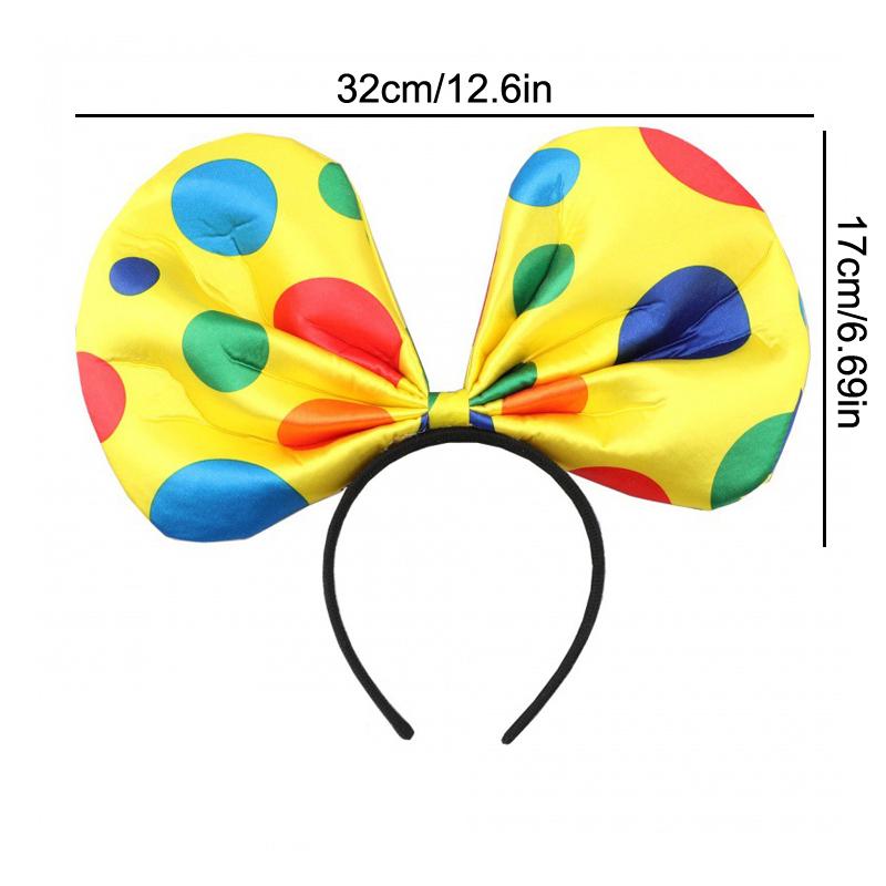 Colorful Clown Headdress Yellow Colored Dots Bow Headwear Circus Performance Props Funny Joker Hats Makeup Party Decorations