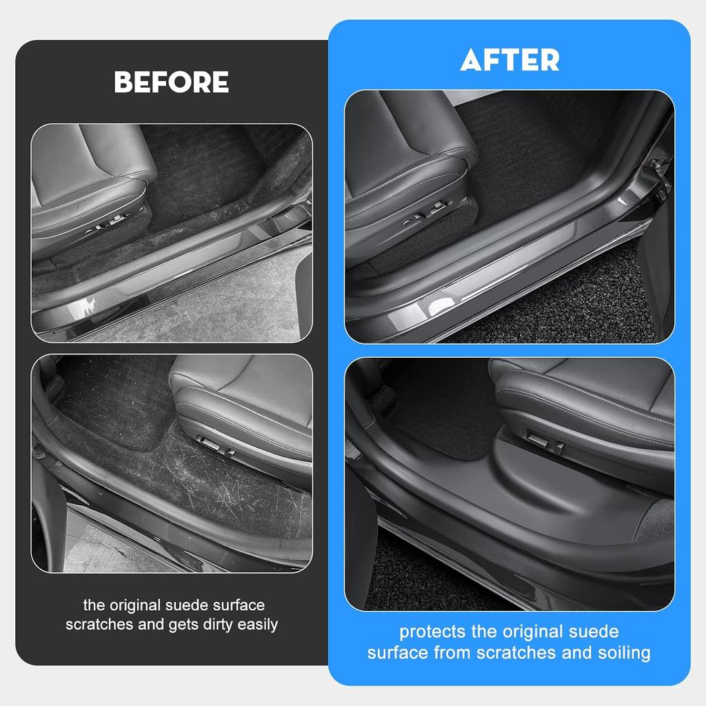 8PCS Door Sill Protector For Tesla Model YL 2026 Door Entry Guard Easy Clean TPE Material Black Model YL(6-seat) Accessories