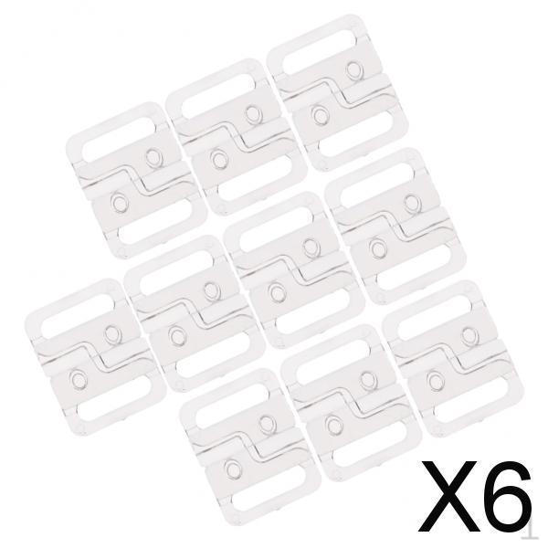 6xPlastic Bikini Bra Clips Hook Swimwear Clicker Accessories 14mm Clear