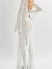 Women's Crochet Long Sleeve Backless Mesh Knit Swimsuit Cover Up Beach Maxi Dress