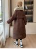 Women’s Calf-Length Windproof Thicken Warm Winter Jacket With Fur Lapel