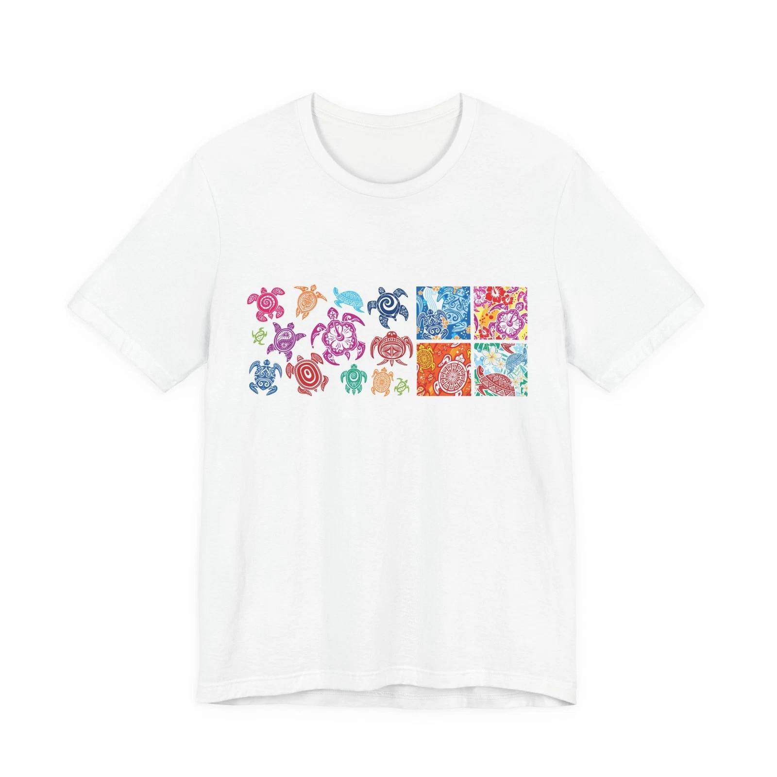 Colorful Sea Turtle Pattern Tee | Tropical Nautical Beach Shirt 3XL