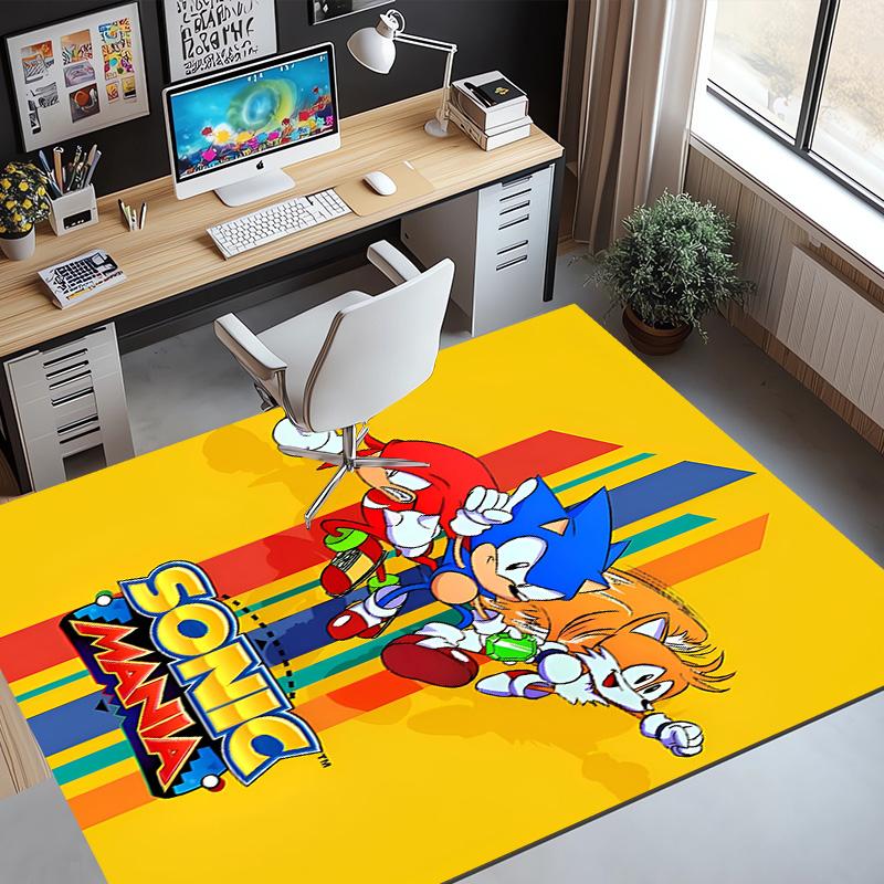 Sonic Pattern Rug, Indoor/Outdoor Mat, for Picnic, Gameroom, Bedroom, Office, Living Room, Home Decor Carpet, Birthday Gift