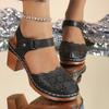 High Heels Women Sandals Chunky Cozy Walking Shoes Summer Pumps Dress Woman Slippers 2025 Trend Brand Hollow Sandalias De Mujer