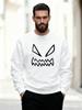 Men'S Casual Round-Neck Sweatshirt with a Minimalist Monster Face Design