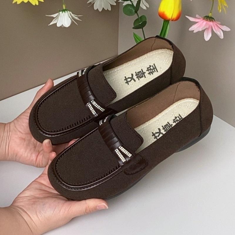 Spring versatile fashion Doudou shoes women's casual velvet warm soft sole medium casual single