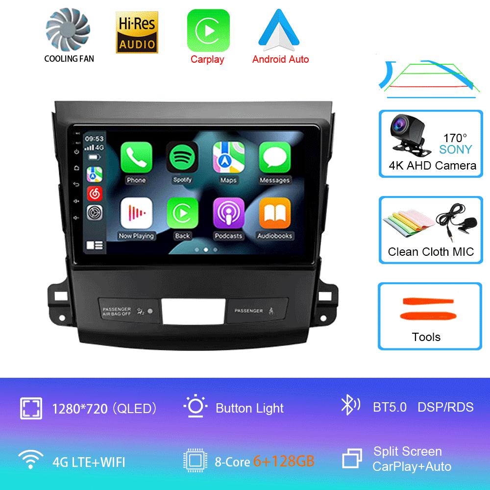 Car Radio Android 14 Carplay For Mitsubishi Outlander 2006-2011 Peugeot 4007 Citroen C-Crosser GPS Multimedia Player Stereo 2din
