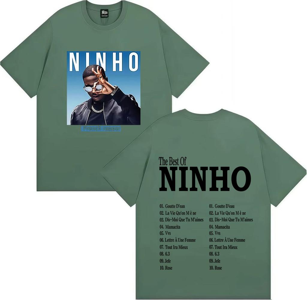 French Pop Rapper Ninho Gothic Graphics High Quality Tshirt Oversized Casual Cotton Tees Mens Women Hip Hop T Shirts Streetwear