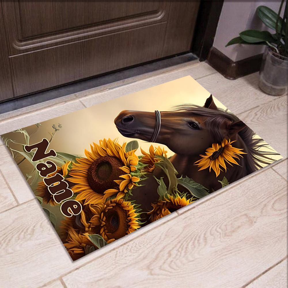 Custom Name Horse Printed Carpet,Rug for Office Chair Living Room Bedroom Kitchen Room Decor Gifts.