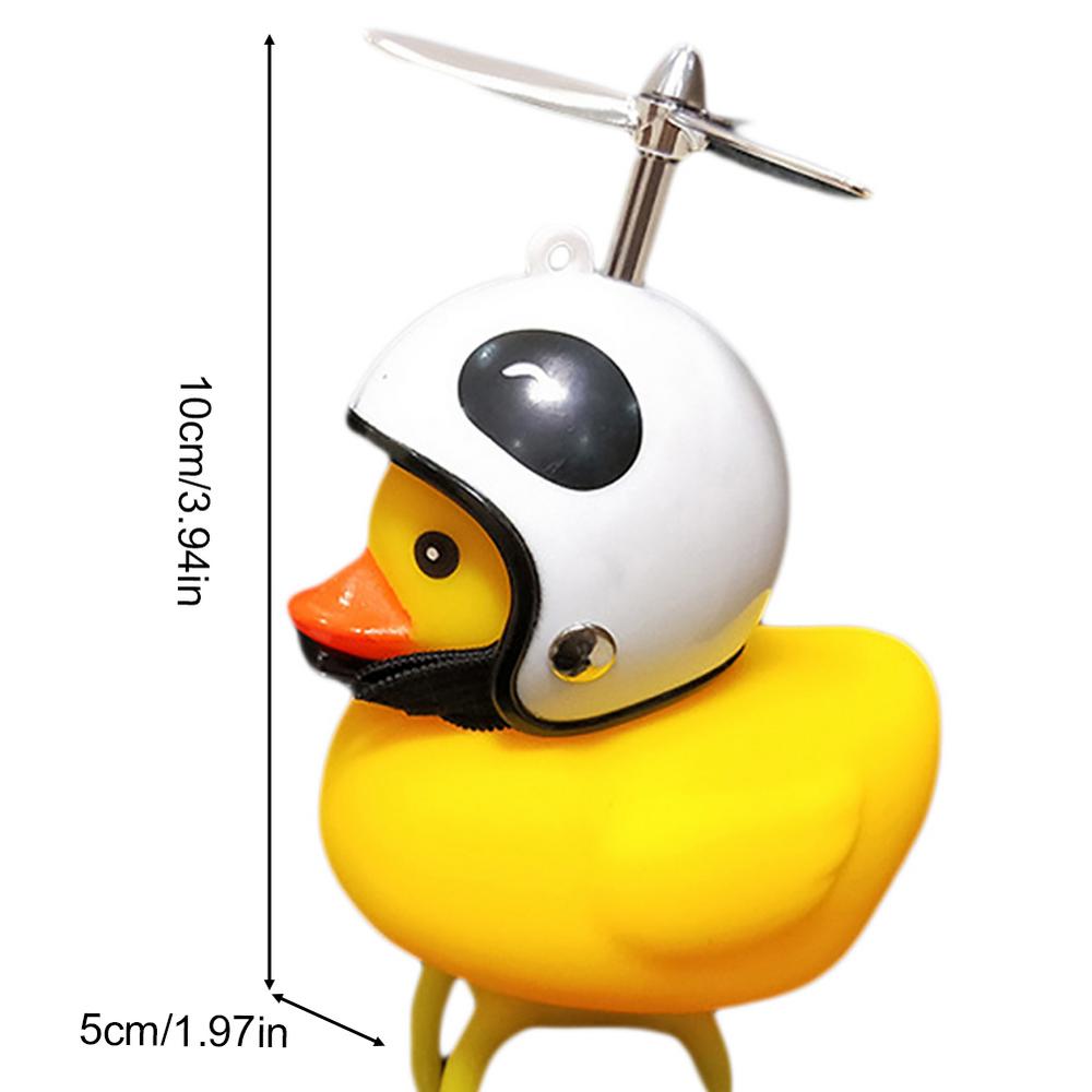 Rubber Duck Toy Car Ornaments Yellow Duck Car Dashboard Decorations Cool Duck with Propeller Helmet