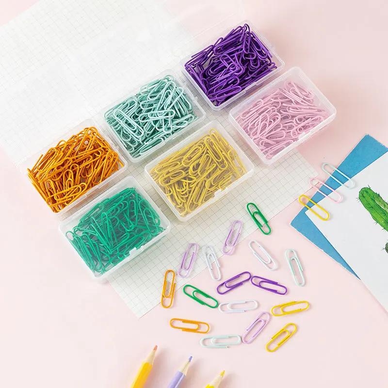 50 stuks/doos 28 mm Macaron Kleurige Paperclips, Creatieve Boekhouding Decoratie Materialen, Bladwijzers, Paperclips