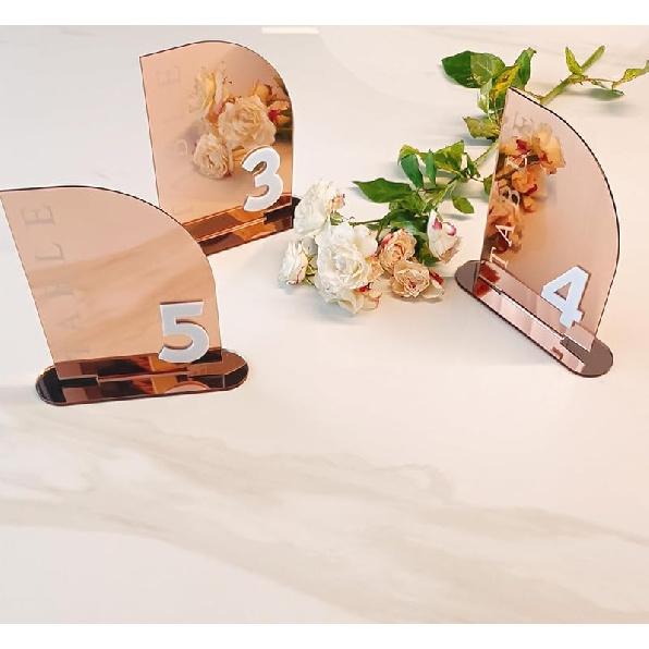 Acrylic Wedding Table Numbers,Semi-Arched Mirrored Acrylic Table Numbers for Party,Events,Occasion Decoration (Number 1-10, Silver Mirror) Number 1-10