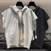 Hooded Sleeveless T-shirt Men's Summer New Plus Size Solid Color Loose All-match Vest Tops Street Casual Fashion Men Clothing