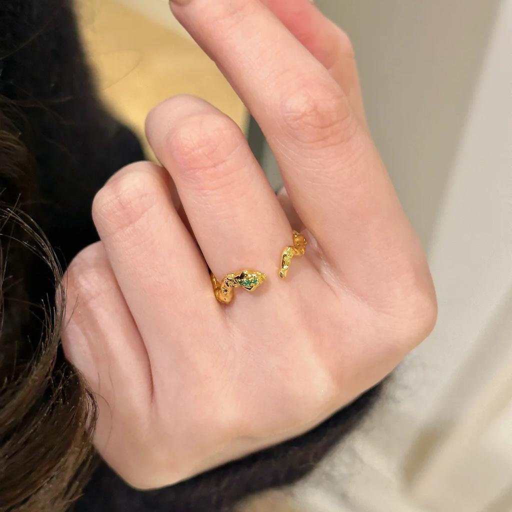 Natal Year Of The Snake Small Golden Snake Ring Light Luxury High-End Diamond-Encrusted Bracelet Niche Design Snake Bracelet