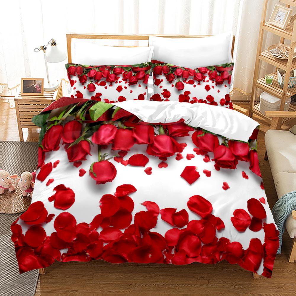 

3D Love Постельное белье Пара Комната Пододеяльник Наволочка 2/3 шт. Праздничный подарок AU210 * 240 Полный размер Романтическая любовь Быстросохнущая Мягкий домашний текстиль AU Double 180x210cm