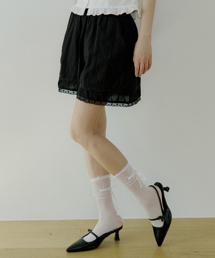 REORG Woi Lace Point Half Pants Black