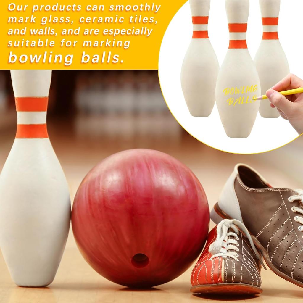 24 Pcs Yellow Grease Pencil Marking Pencil Bulk Wax Pencil Wooden Crayon Pencils for Bowling Marking Coloring on the Ball Surface Art Drawing