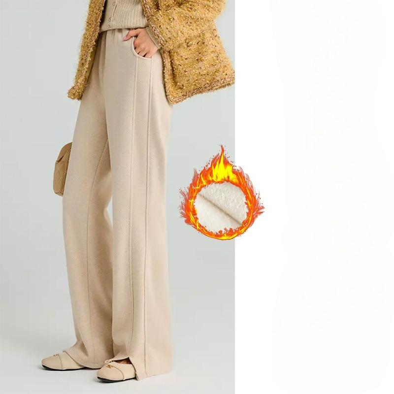 Cashmere Wide-leg Pants Women's Plus Velvet Pants Winter Autumn and Winter Small Thickened Narrow Straight Women's Pants