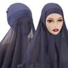 Мгновенный хиджаб с кепкой, тяжелый шифоновый трикотаж, хиджаб для женщин, вуаль, мусульманская мода, исламский хиджаб, шапка, шарф для мусульманских женщин, головной платок