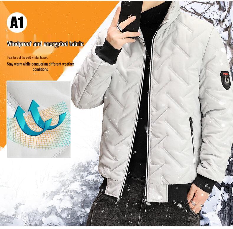 Men's Lightweight Korean Style Short Stand Collar Cotton Jacket - Autumn/Winter Trendy Outerwear