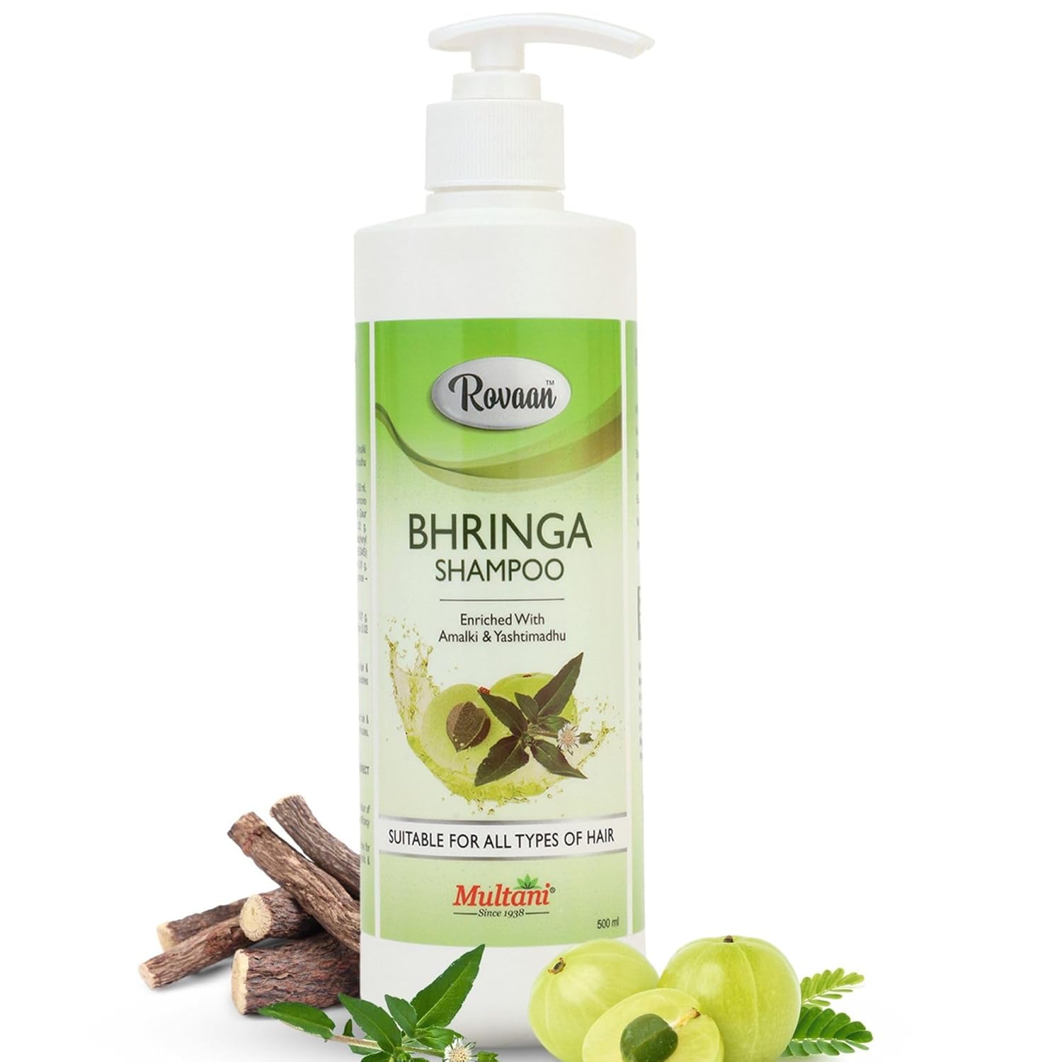 

Rovaan Bhringa Shampoo 500 ml Hair Care for Dandruff Control & Hair Fall Reduction Scalp Care All Hair Types Ayurvedic