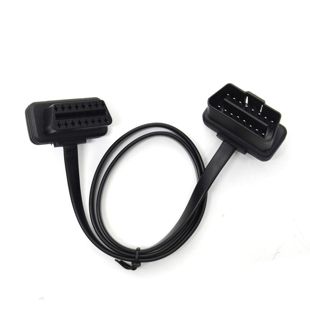 100cm 60cm Flach Dünn Wie Nudel OBD2 OBDII OBD 16-Pin ELM327 Stecker Auf Buchse Winkelverlängerungskabel Diagnose-Scanner-Anschluss