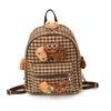 Boys And Girls Cartoon Backpack Foreign Style Plaid Cute Kitten Student Schoolbag Children'S Backpack