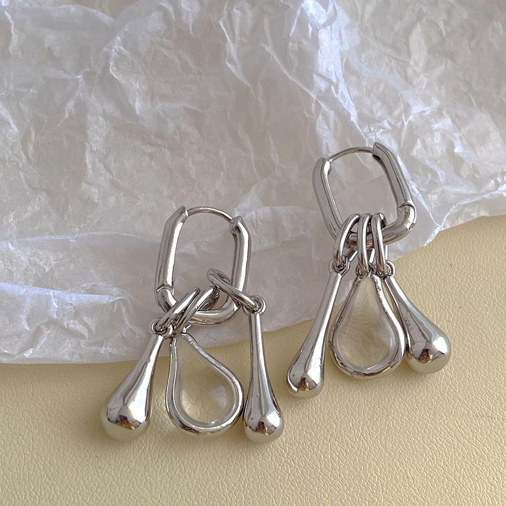 

Корейский нишевый дизайн, подвеска-капля из натурального камня, кафф на ухо, серьги-пусеты с кубическим цирконием серебряный