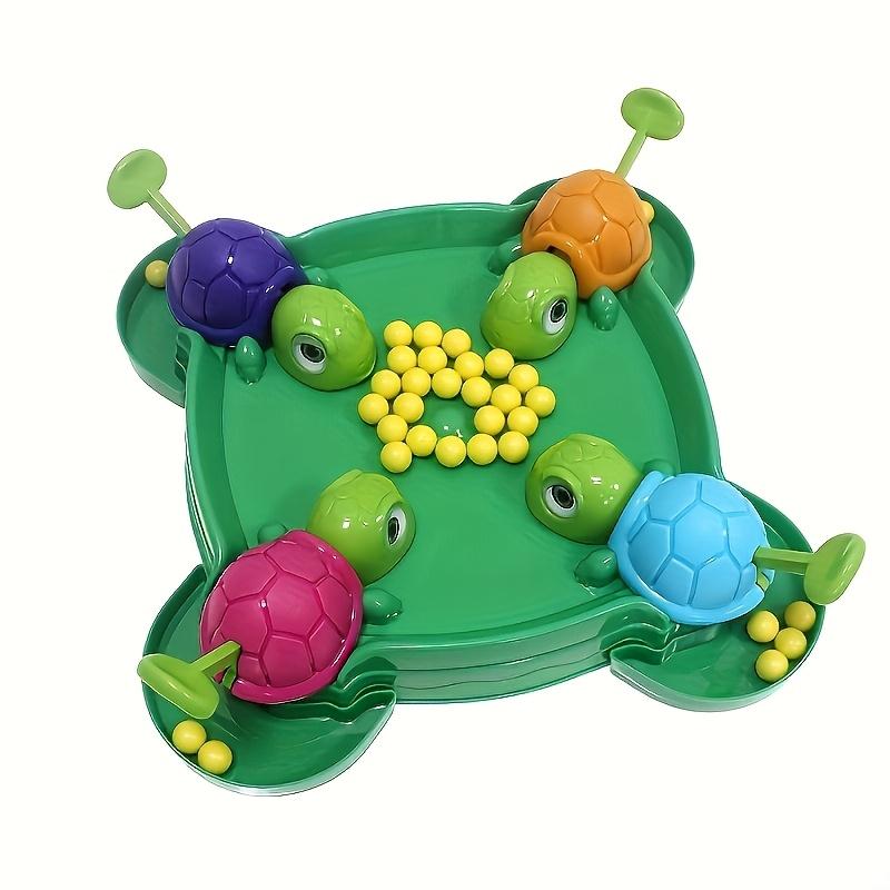 1 Set Hungry Turtle Game, Parent-Child Interactive Multiplayer Table Game Puzzle Toy,Turtle Eating Swallowing Beads Little Green Frog Eating Beans 1set