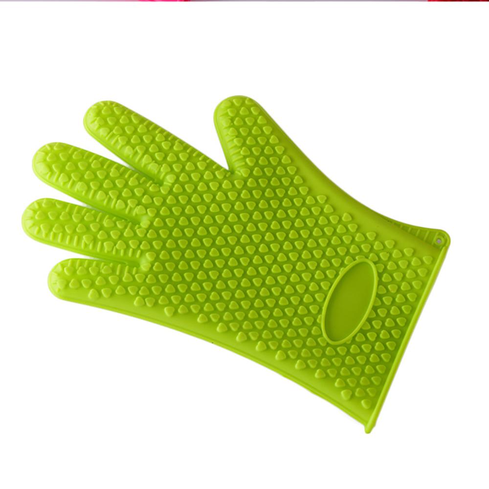1 Pair Silicone Heat Resistant Gloves Non-Slip Baking Mitts Oven Microwave Safe Ergonomic Design Roasting BBQ Kitchen Tools 500℃
