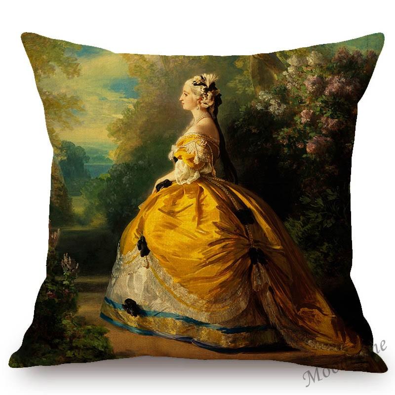 Franz Xaver Winterhalter Rococo Royal Court Princess Queen Beautiful Lady Portrait Oil Painting Sofa Pillow Case Cushion Cover