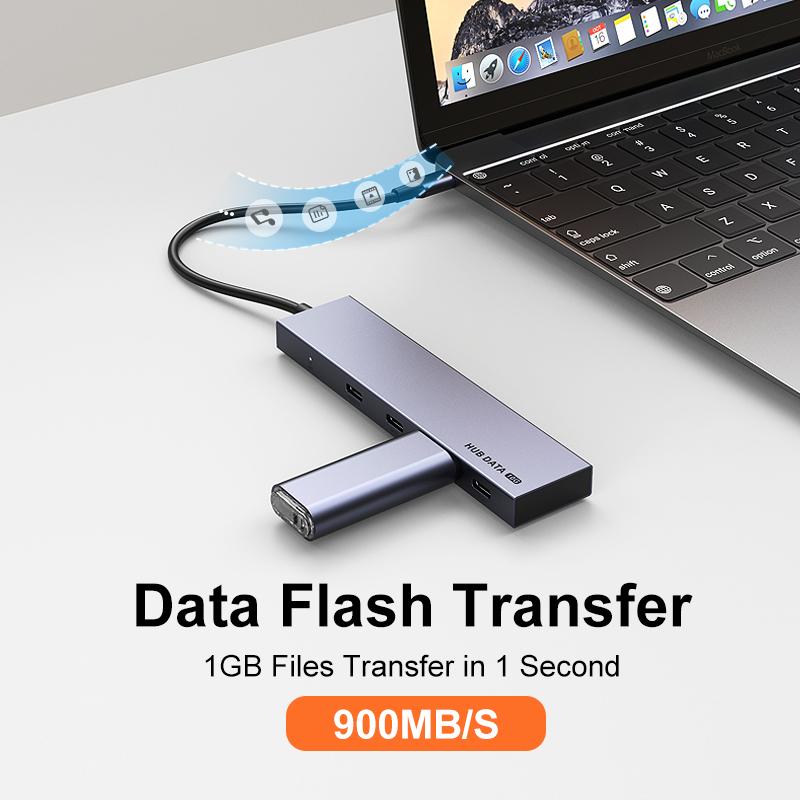 USB C Docking Station 4 Ports Type C Adapter Aluminum Alloy Enclosure 10Gbps Transfer USB Hub with USB-C Ports Fast PD Charge