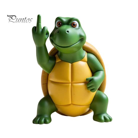 

Статуэтка черепахи со средним пальцем, мультяшная статуэтка черепахи из смолы, настольный друг, расписанная вручную скульптура черепахи для домашнего офиса, полки, стола E