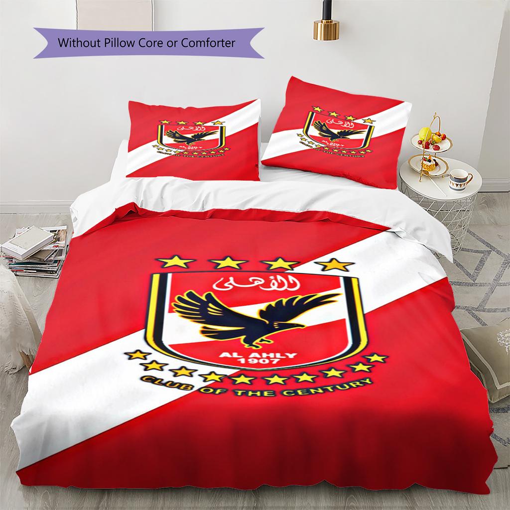 Al Ahly Pattern Bedding Set Quilt Cover Pillowcase Home Decor Gift (1 * Duvet Cover + 2 * Pillowcase, Without Core)