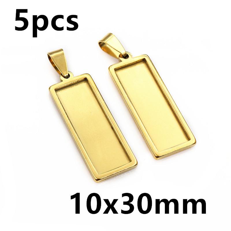 5-10pcs Rectangle Pendant Cabochon Base Blank Setting Tray Stainless Steel DIY Jewelry Making Accessories for Necklace Earrings