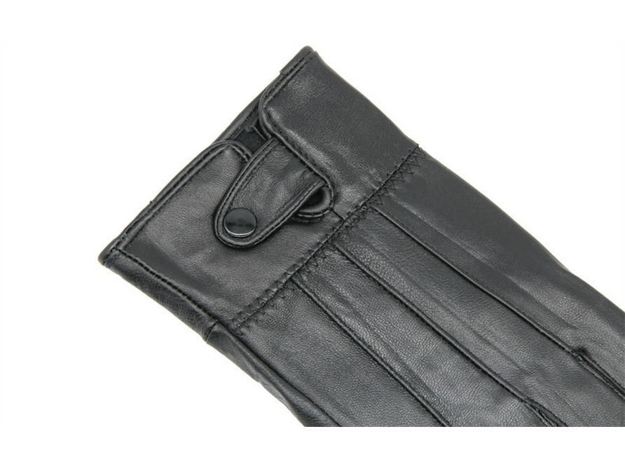 Men's Spliced Genuine Leather Fleece-Lined Cold-Proof Driving Gloves