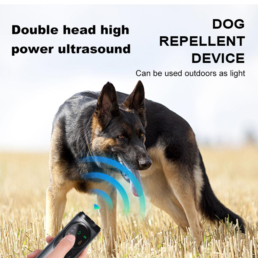 New 3-Heads Dog Repeller Ultrasonic Deterrent with LED Flashlight Anti Barking Device Animals Pets Dog Trainer