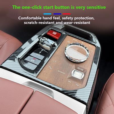 Para BMW iX 2025-2025 Coche rojo / negro Fibra de carbono real botón de arranque de una tecla pegatinas decorativas accesorios interiores