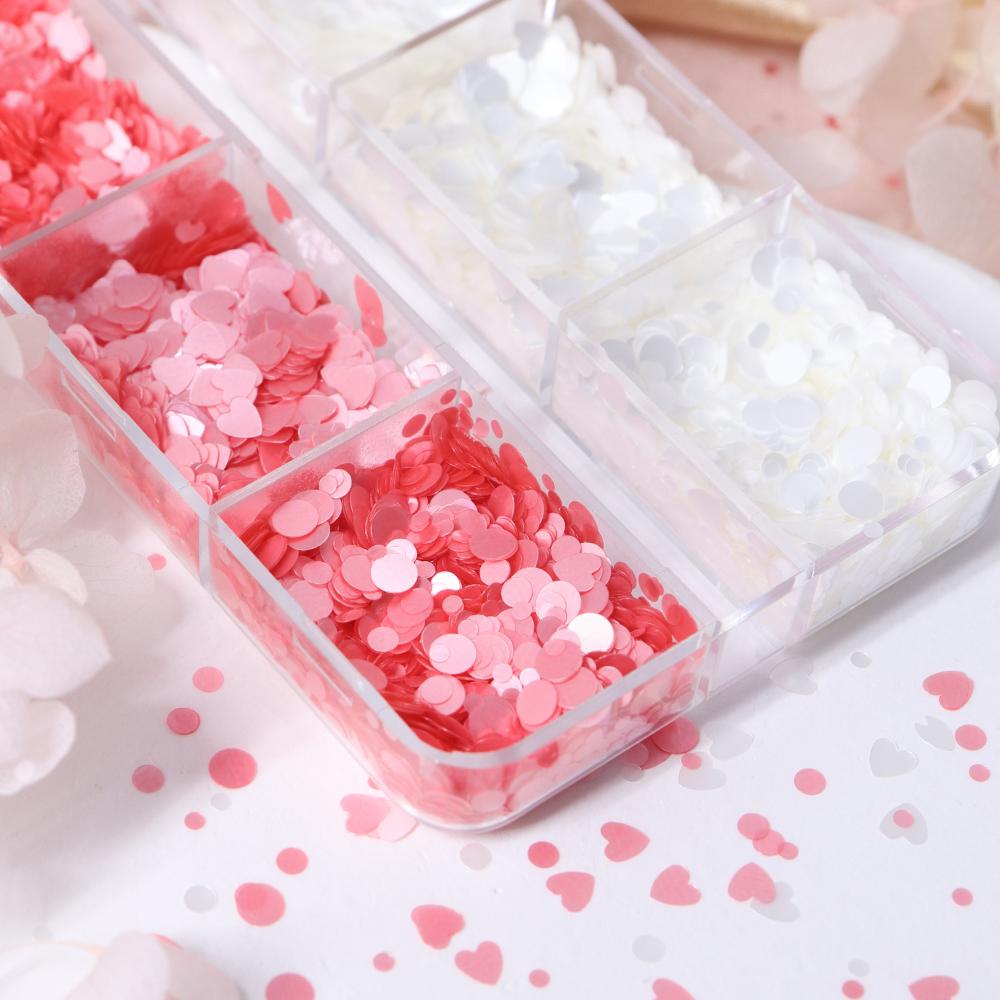 6 Gitter Blütenblatt Nagel Glitzer Pailletten Rosa Weiß Runde Flocke DIY Kirschblüten Blume Nail Art Dekoration Zubehör Sommer Nagelbedarf