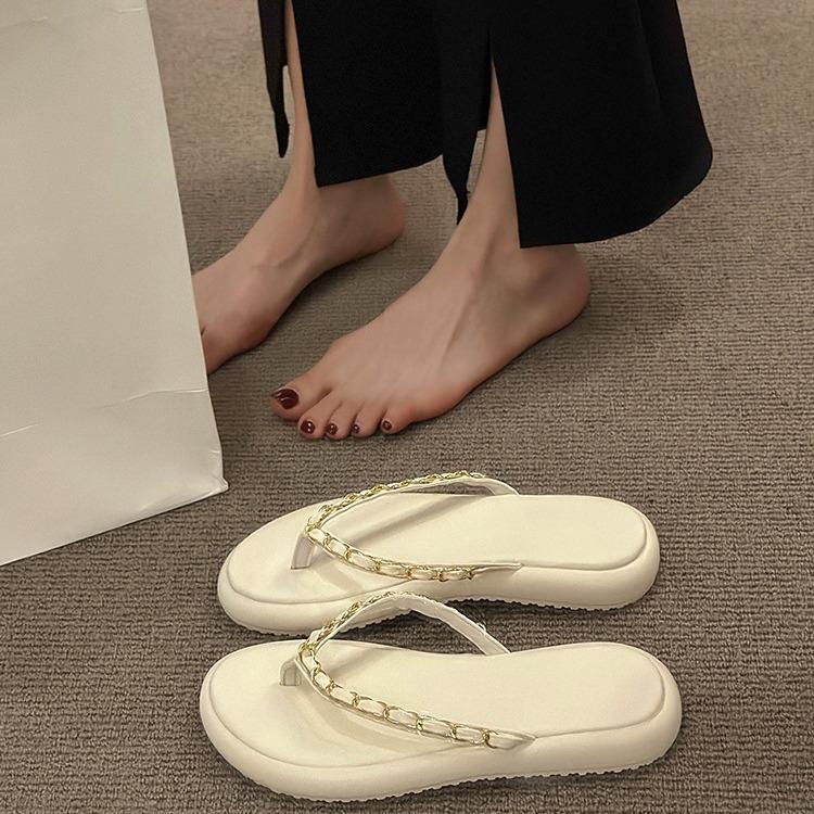 New Internet Celebrity High-end Cool Slippers Women's Summer Wear Fashion Versatile with Skirt Thick-bottomed Flip-flops