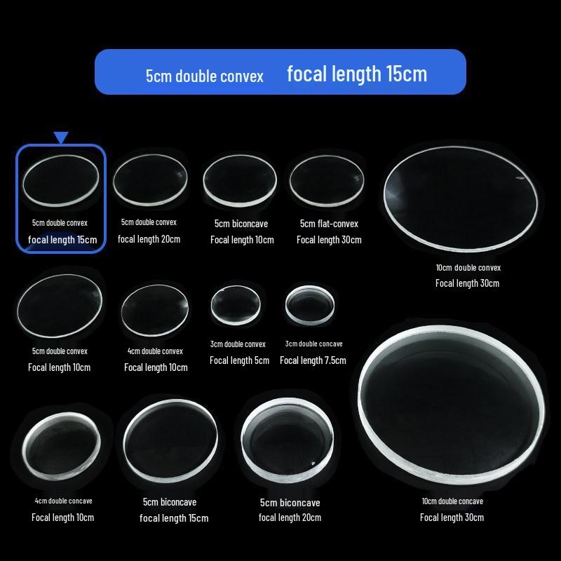 Physical Optics Set: Triangular Prism, Convex/Concave Lenses & Mirrors, Magnifying & Reducing Glasses