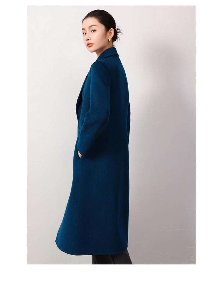 Women's Double-Faced Wool Slim Fit Extra Long Over-the-Knee Coat for Autumn/Winter