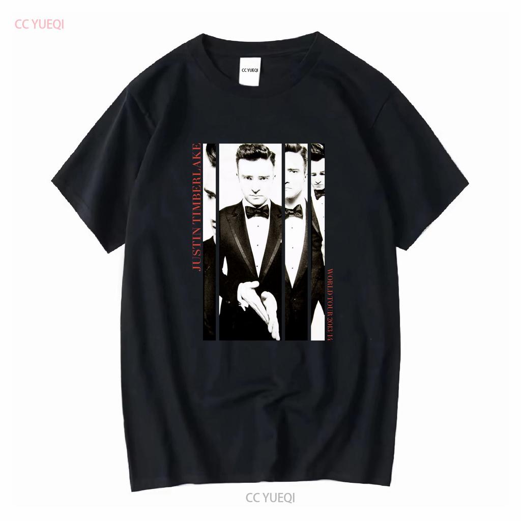 Justin Timberlake Anzug Krawatte Tour Welttermine 2013 14 2014 T-Shirt Klein Lang- Oder Kurzarm Vintage Gewaschen Unisex