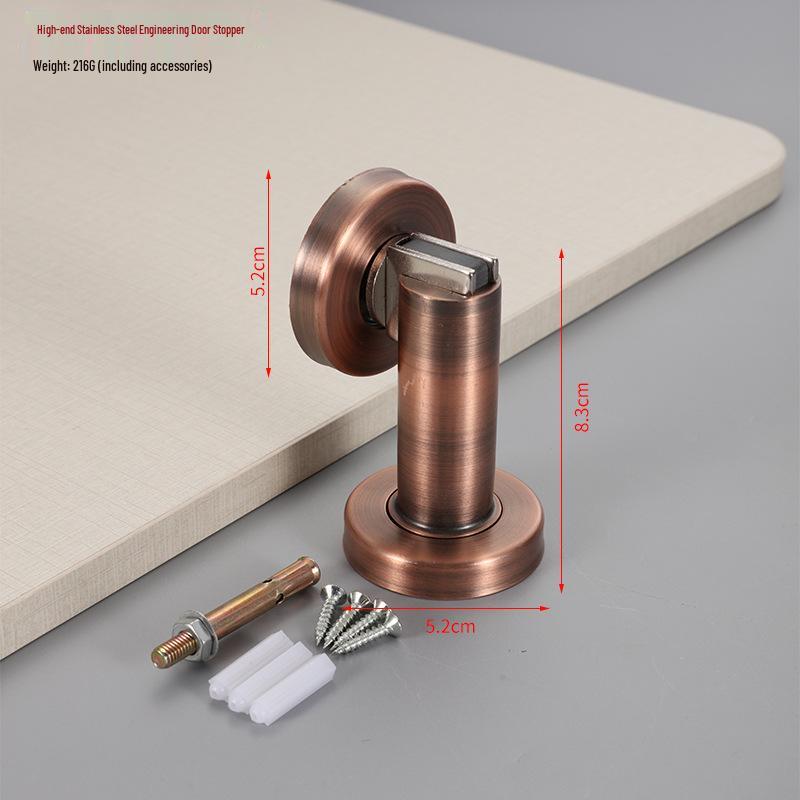 304 Stainless Steel Magnetic Door Stopper – Thickened Anti-Collision Design, High-Grade Black Wall Suction for Room