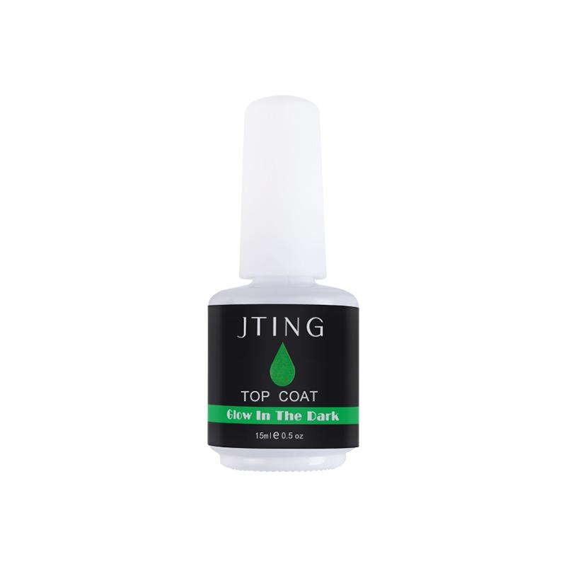 JTING Luminous Effect Glow In the Dark Gel Top Coat Nail Gel Polish Clear OEM Customize Private Label 15ml Bottles
