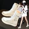 Sommerstiefel für Damen Mode High Top Lässige Plateau-Stiefel Atmungsaktive Ausgehöhlte Netzstiefel für Damen Mid-Calf Botas Sneakers