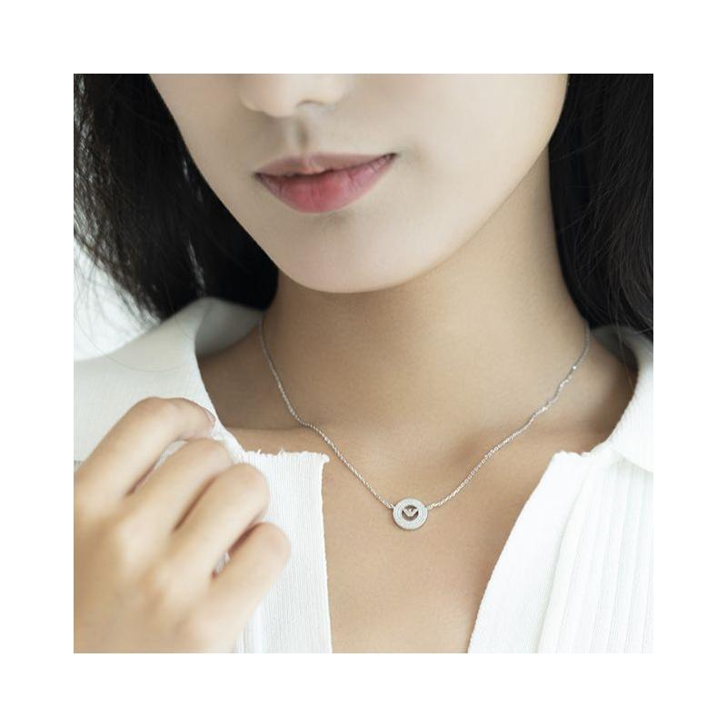 Emporio Armani Ferris Wheel Ring Eagle Logo Zircon Necklace Women's Silver EG3585040 F Original Bag
