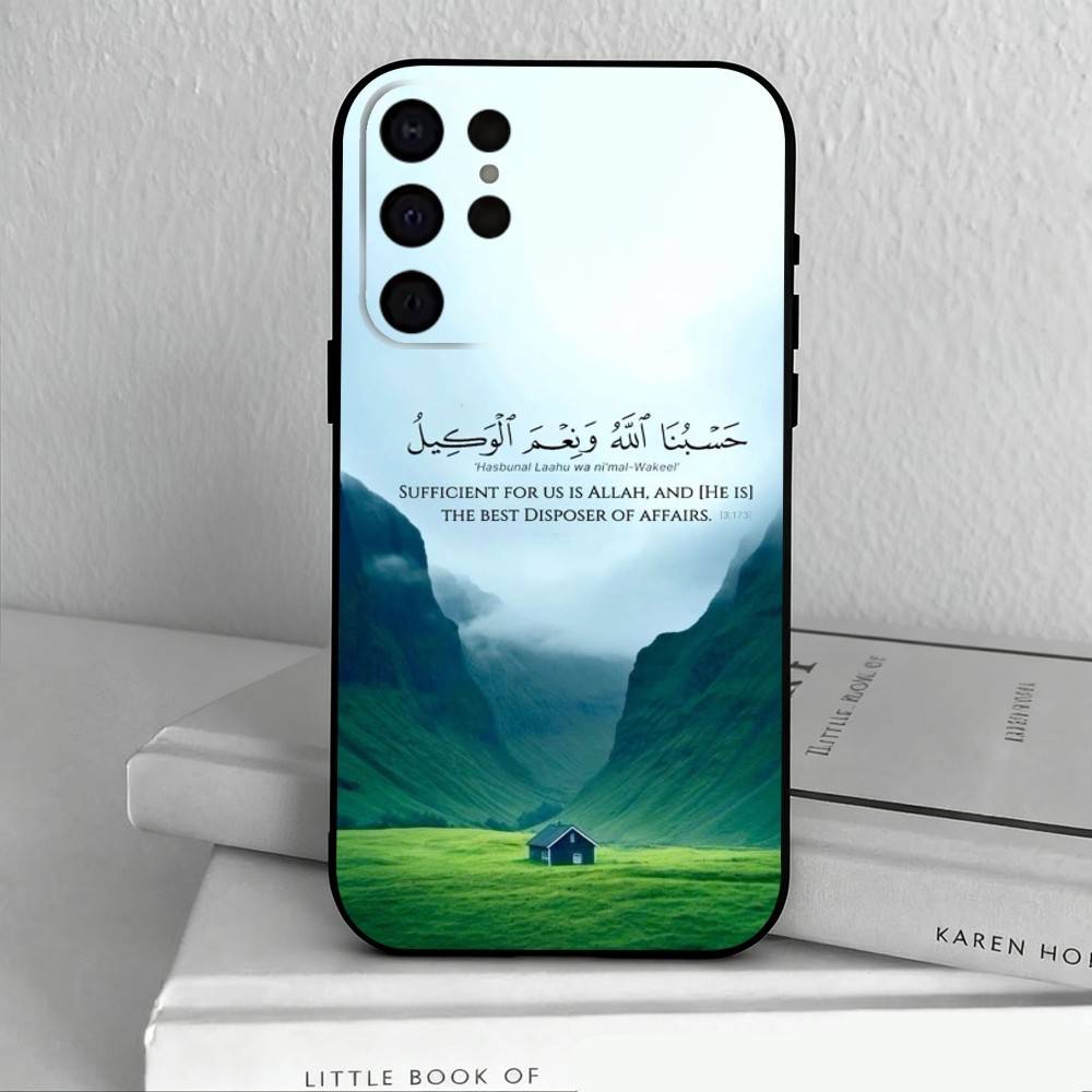 Arabic Quran Islamic Muslim Quotes Phone Case For Samsung S25,S24,S21,S22,S23,S30,Ultra,S20,Plus,Others Soft Black Cover