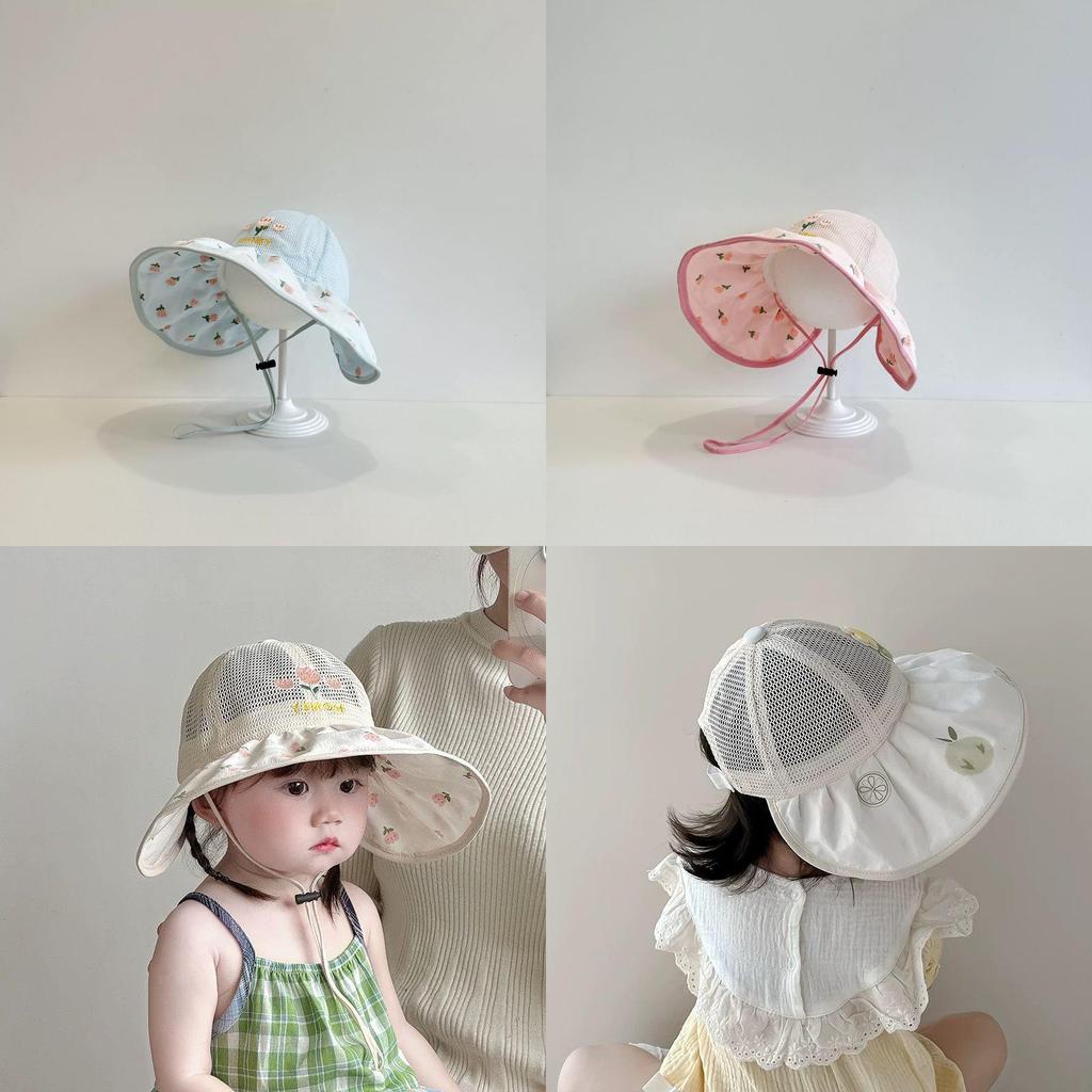 Summer Kids Sun Hat With Wide Brim Beach Shade For Toddler Girls Boys