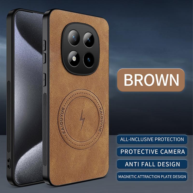 Luxury Leather Texture Wireless Charging Magnetic Case For Xiaomi Poco M8 Pro Pocom8Pro 5G ShockProof Phone Cover